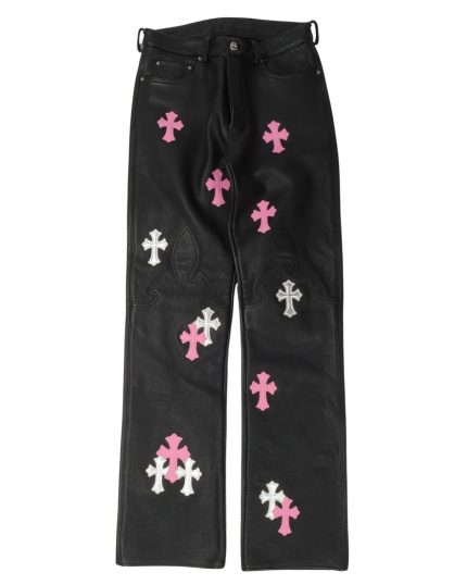 Leather Cross Patch Pants