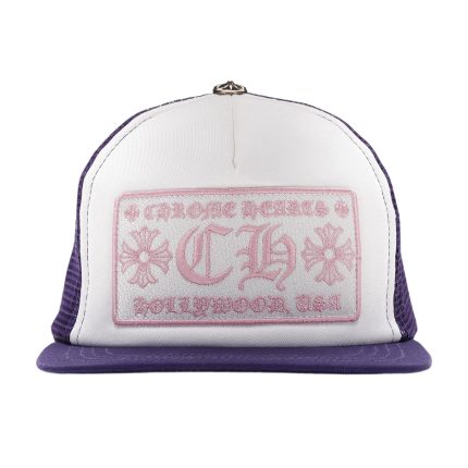 Chrome Hearts CH Hollywood Trucker Hat – Purple/White/Pink