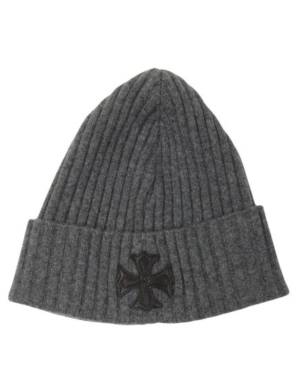 Gray patch cashmere beanie