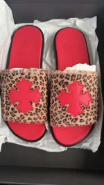 NEW Chrome heart cheetah print leather patch