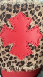 NEW Chrome heart cheetah print leather patch