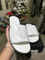 NEW Chrome Hearts Leather Slides White