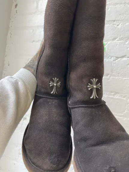 NEW hrome Hearts X Uggs US8-8.5 Brown Cross Boots