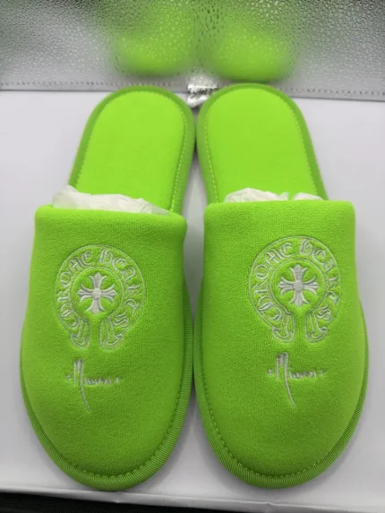 NEW Chrome Hearts Hotel Slippers Neon Green