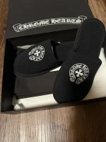 NEW Chrome Hearts Hotel Slippers Black